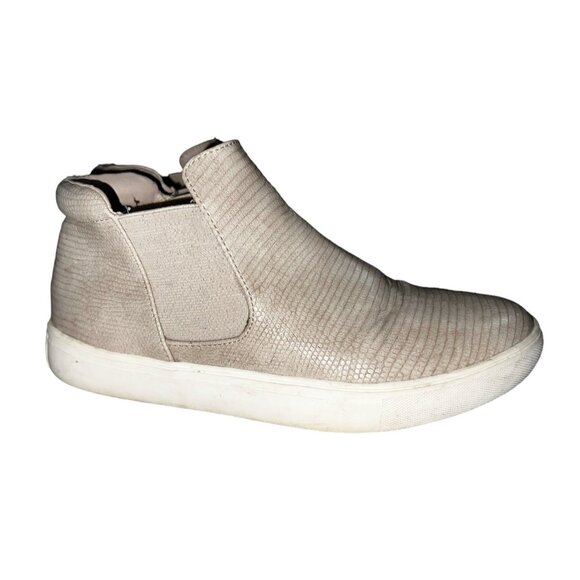 Coconuts Harlan Beige Snake Skin Ankle Chelsea High Top Sneakers Sz 7 Womens Fla - Picture 1 of 10